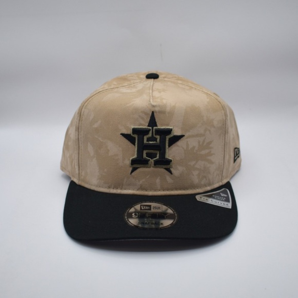 New Era 9FIFTY Houston Astros MLB A-Frame Precurved Snapback Hat Cap Khaki Black